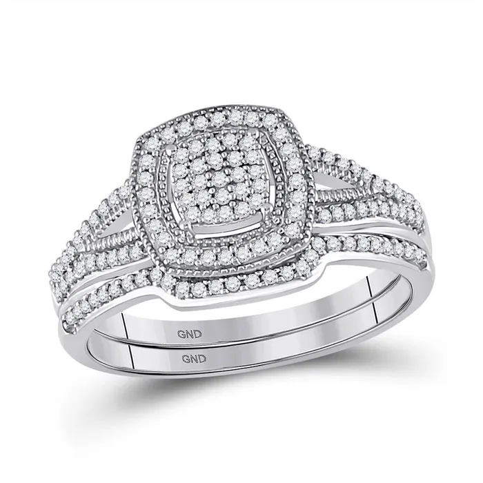 14k White Gold Round Diamond Bridal Wedding Ring Set 13 Cttw gndatlanta Rings