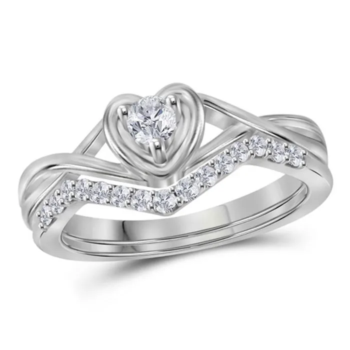 14k White Gold Round Diamond Bridal Wedding Ring Set 14 Cttw gndatlanta Rings