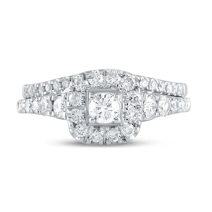 14k White Gold Round Diamond Bridal Wedding Ring Set 1 Cttw Certified gndatlanta Rings