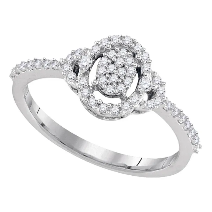 14k White Gold Round Diamond Oval Cluster Ring 38 Cttw gndatlanta Rings