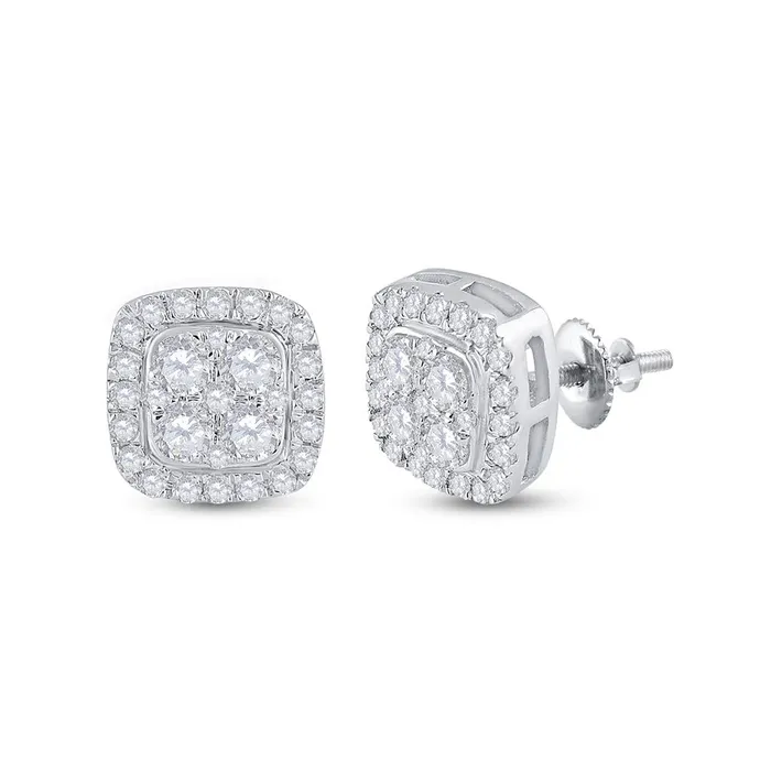 14k White Gold Round Diamond Square Earrings 34 Cttw gndatlanta Earrings