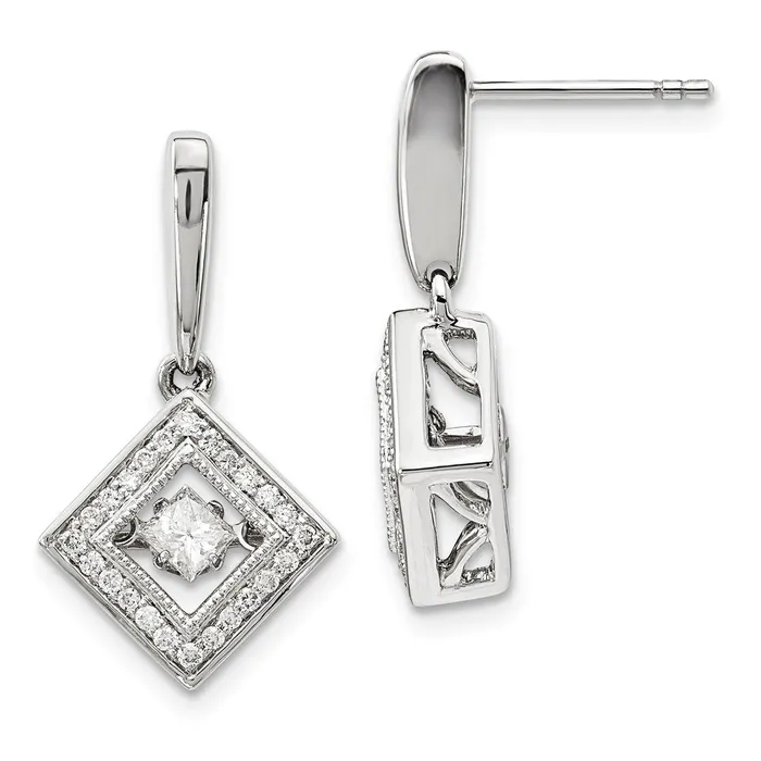 14k White Gold Vibrant Real Diamond Earrings Goldia Earrings
