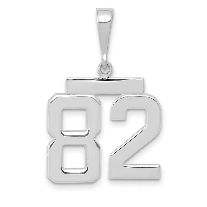 14k White Goldw Medium Polished Number 82 Charm Goldia Charm Necklaces