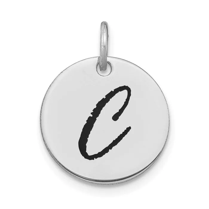 14k White Goldw Polished Black Enamel Letter C Initial Disk Charm Goldia Charm Necklaces 14k White Goldw Polished Black Enamel Letter C Initial Disk Charm Goldia Charm Necklaces