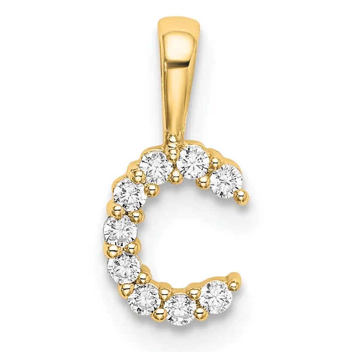 14k Yellow Gold 110 Ct Lab Grown Diamond VSSI G Letter C Initial Pendant Goldia Necklaces 14k Yellow Gold 110 Ct Lab Grown Diamond VSSI G Letter C Initial Pendant Goldia Necklaces
