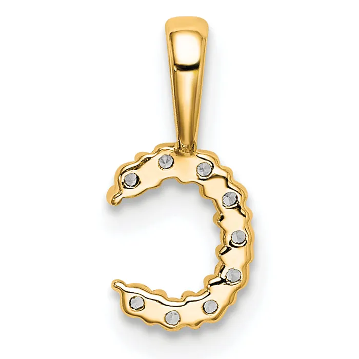 14k Yellow Gold 110 Ct Lab Grown Diamond VSSI G Letter C Initial Pendant Goldia Necklaces