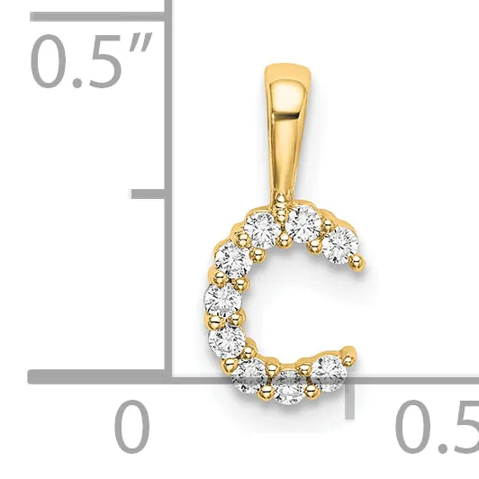 14k Yellow Gold 110 Ct Lab Grown Diamond VSSI G Letter C Initial Pendant Goldia Necklaces
