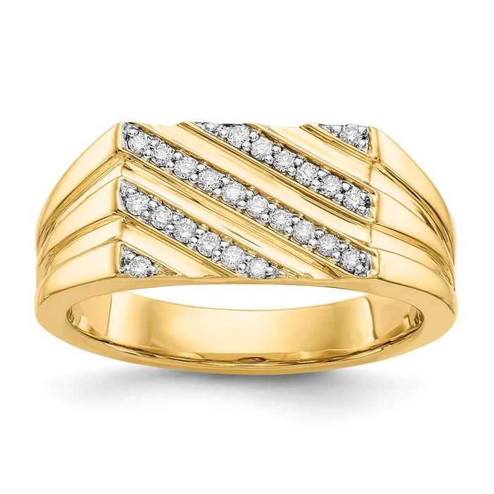 14k Yellow Gold 14 Ct Lab Grown Diamond VSSI G Mens Ring Goldia Rings