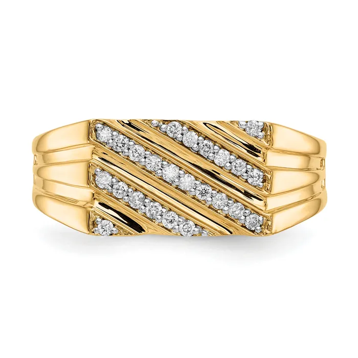 14k Yellow Gold 14 Ct Lab Grown Diamond VSSI G Mens Ring Goldia Rings