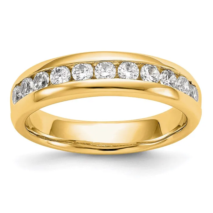 14K Yellow Gold 11Stone Real Diamond Channel Band Goldia Rings