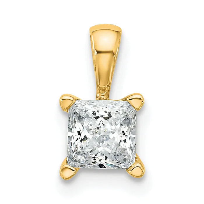 14k Yellow Gold 34 Ct Lab Grown Diamond VSSI G Princess Four Prong Pendant Goldia Necklaces 14k Yellow Gold 34 Ct Lab Grown Diamond VSSI G Princess Four Prong Pendant Goldia Necklaces