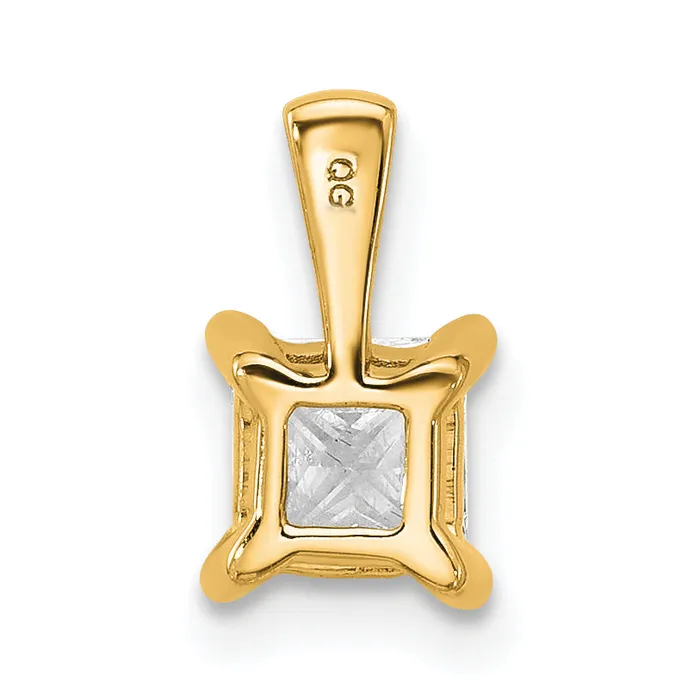 14k Yellow Gold 34 Ct Lab Grown Diamond VSSI G Princess Four Prong Pendant Goldia Necklaces
