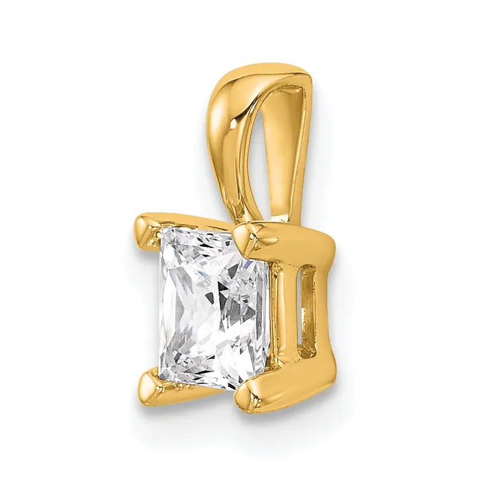 14k Yellow Gold 34 Ct Lab Grown Diamond VSSI G Princess Four Prong Pendant Goldia Necklaces