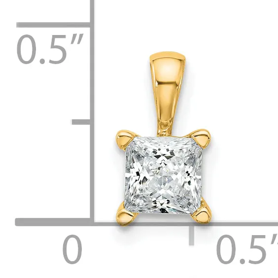 14k Yellow Gold 34 Ct Lab Grown Diamond VSSI G Princess Four Prong Pendant Goldia Necklaces