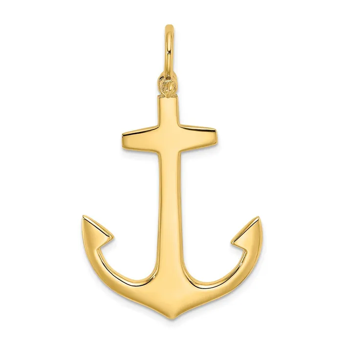 14k Yellow Gold 3D Polished Large Anchor Charm Goldia Charm Necklaces