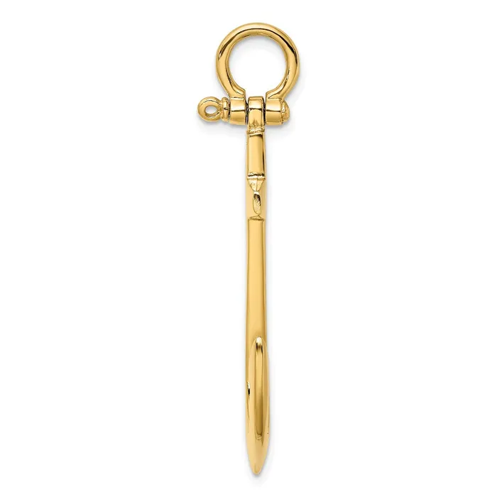 14k Yellow Gold 3D Polished Large Anchor Charm Goldia Charm Necklaces