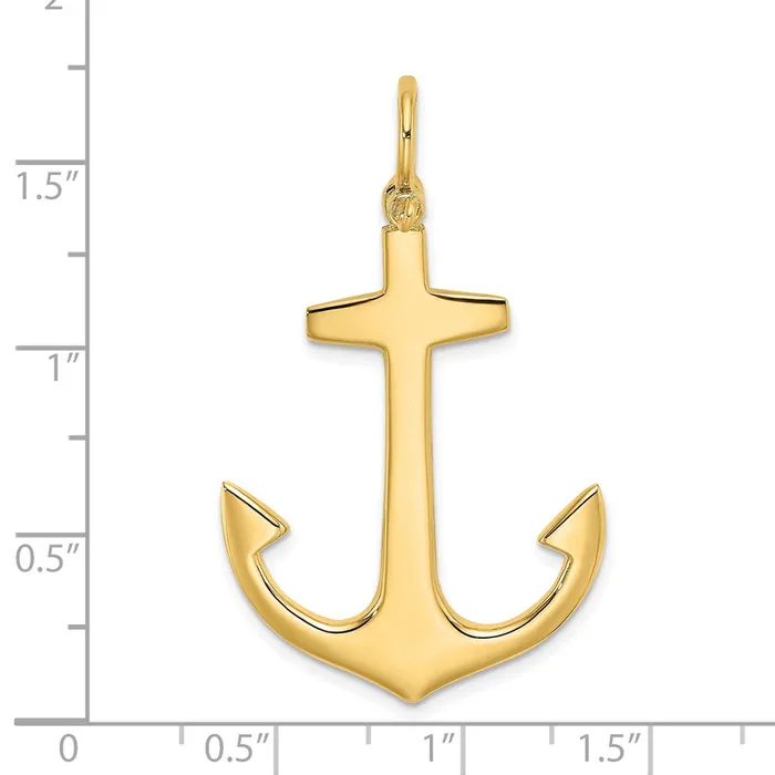 14k Yellow Gold 3D Polished Large Anchor Charm Goldia Charm Necklaces