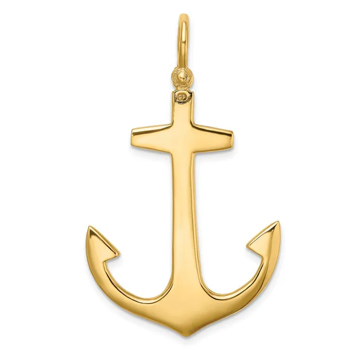 14k Yellow Gold 3D Polished Large Anchor Charm Goldia Charm Necklaces