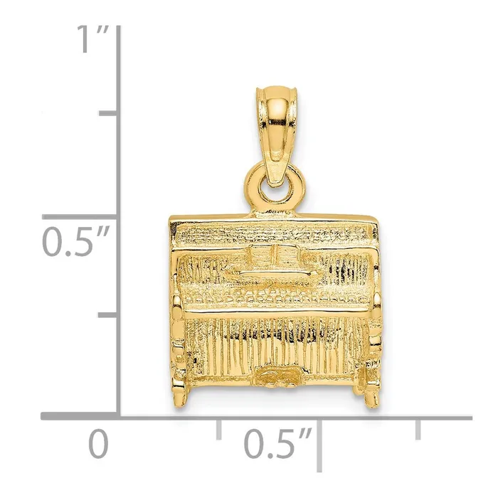 14k Yellow Gold 3D Upright Piano Charm Goldia Charm Necklaces
