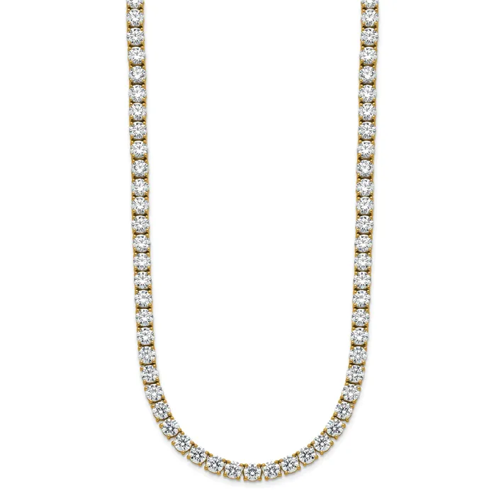 14k Yellow Gold 36 120 Ct Lab Grown Diamond VSSI G Round 20 inch Straight Tennis Necklace Goldia Necklaces