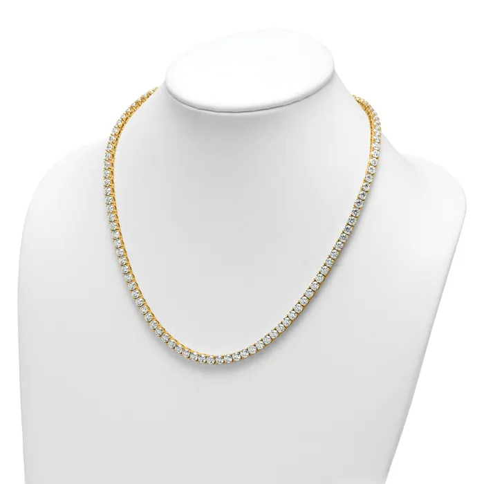 14k Yellow Gold 36 120 Ct Lab Grown Diamond VSSI G Round 20 inch Straight Tennis Necklace Goldia Necklaces