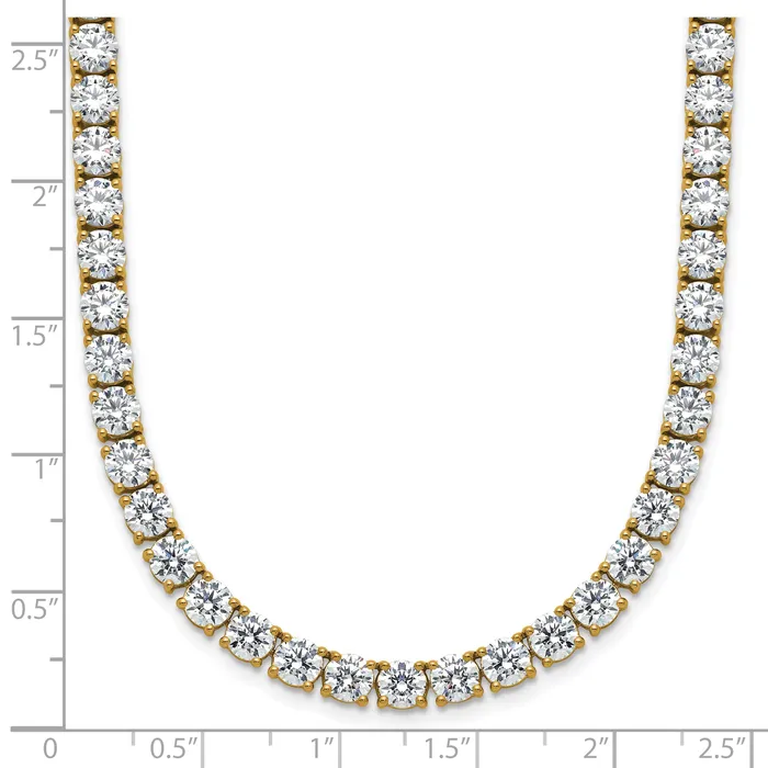 14k Yellow Gold 36 120 Ct Lab Grown Diamond VSSI G Round 20 inch Straight Tennis Necklace Goldia Necklaces