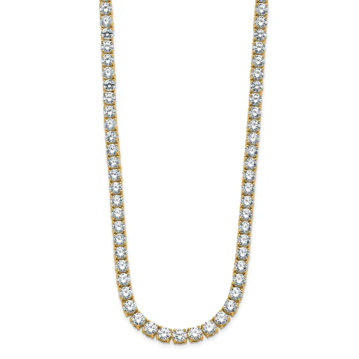 14k Yellow Gold 41 34 Ct Lab Grown Diamond VSSI G Round 22 inch Straight Tennis Necklace Goldia Necklaces