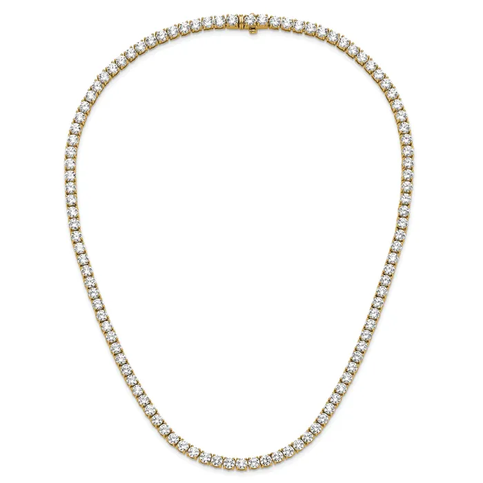 14k Yellow Gold 41 34 Ct Lab Grown Diamond VSSI G Round 22 inch Straight Tennis Necklace Goldia Necklaces