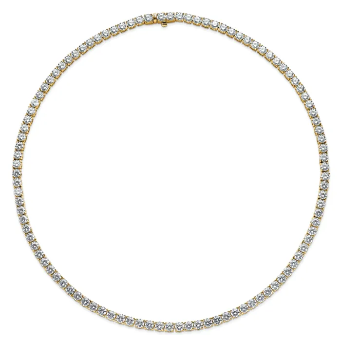 14k Yellow Gold 41 34 Ct Lab Grown Diamond VSSI G Round 22 inch Straight Tennis Necklace Goldia Necklaces