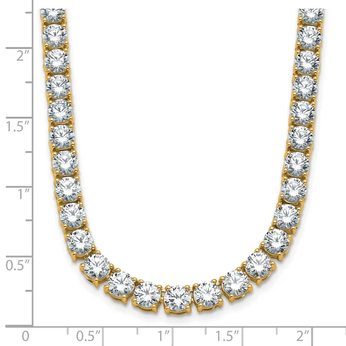 14k Yellow Gold 41 34 Ct Lab Grown Diamond VSSI G Round 22 inch Straight Tennis Necklace Goldia Necklaces