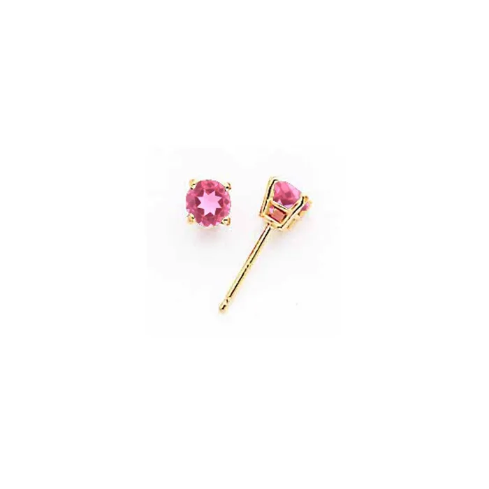 14k Yellow Gold 4mm Pink Tourmaline earring Goldia Earrings