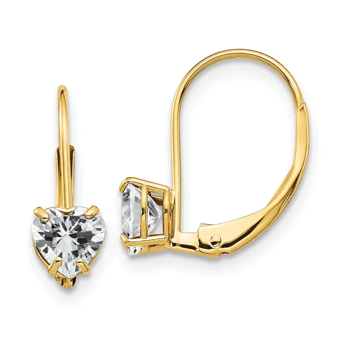 14k Yellow Gold 5mm Heart Cubic Zirconia Leverback Earrings Goldia Earrings 14k Yellow Gold 5mm Heart Cubic Zirconia Leverback Earrings Goldia Earrings
