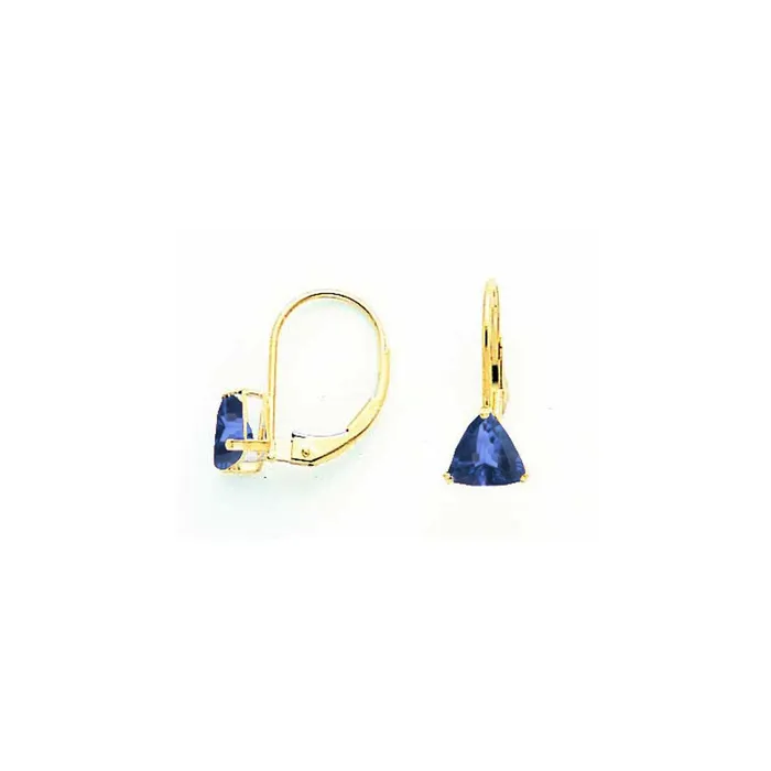 14k Yellow Gold 6mm Sapphire leverback Earrings Goldia Earrings