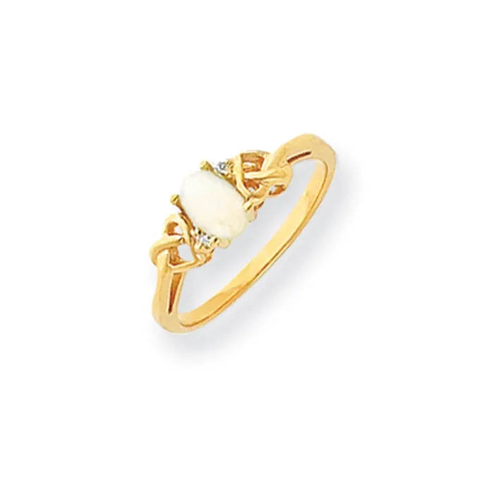 14k Yellow Gold 6x4mm Oval Opal AA Diamond ring Goldia Rings