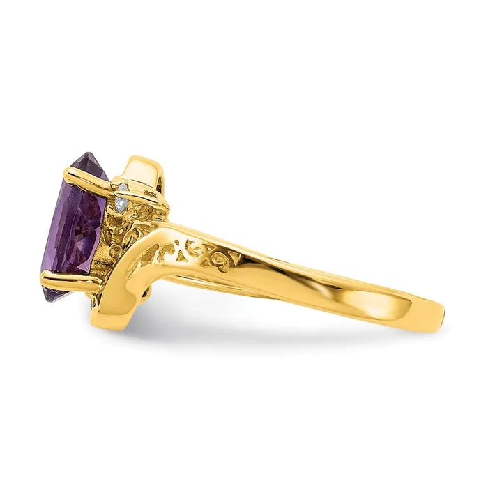 14K Yellow Gold 9x7mm Oval Amethyst A Real Diamond ring Goldiacom Rings