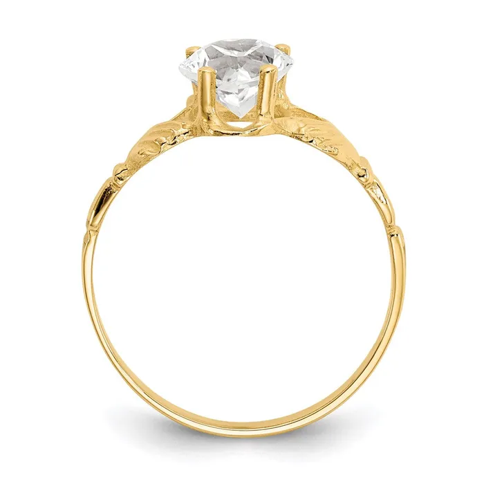 14K Yellow Gold April CZ Birthstone Claddagh Ring Goldia Rings