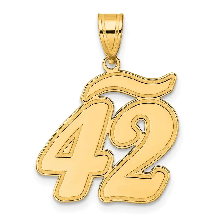 14k Yellow Gold Brushed Border Script Number 42 Pendant Goldia PreStyled Sets 14k Yellow Gold Brushed Border Script Number 42 Pendant Goldia PreStyled Sets