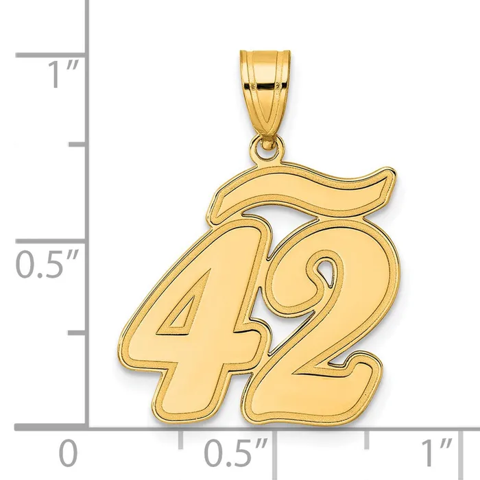 14k Yellow Gold Brushed Border Script Number 42 Pendant Goldia PreStyled Sets