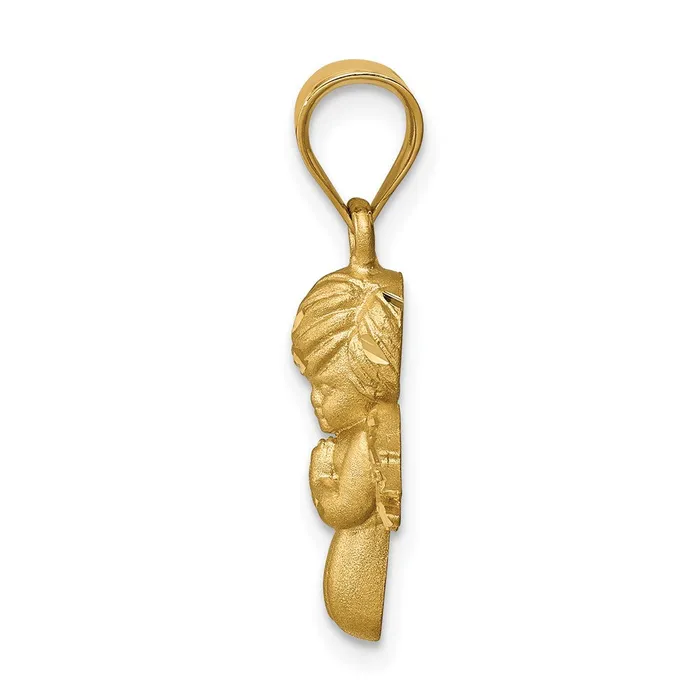 14k Yellow Gold Brushed Diamondcut Angel Pendant Goldia Necklaces