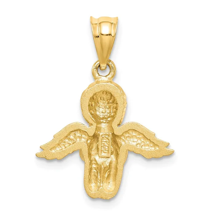 14k Yellow Gold Brushed Diamondcut Angel Pendant Goldia Necklaces