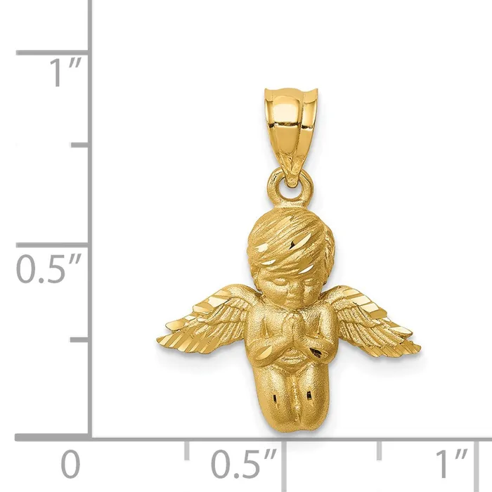 14k Yellow Gold Brushed Diamondcut Angel Pendant Goldia Necklaces