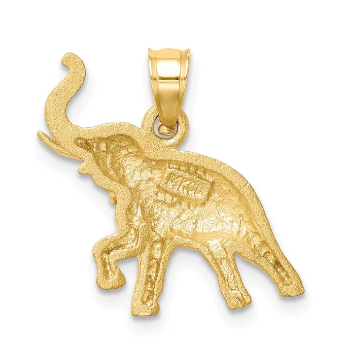 14k Yellow Gold Brushed Diamondcut Elephant Pendant Goldia Necklaces