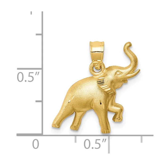 14k Yellow Gold Brushed Diamondcut Elephant Pendant Goldia Necklaces