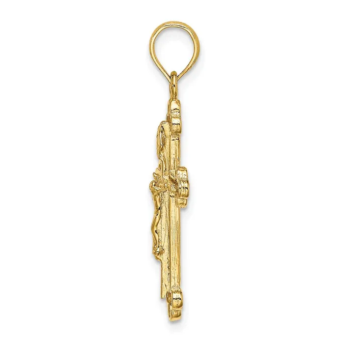 14k Yellow Gold Narrow Budded Crucifix Charm Goldia Charm Necklaces