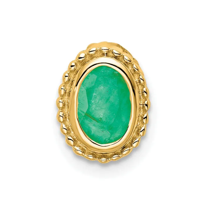 14K Yellow Gold Oval Emerald Chain Slide Goldia Necklaces