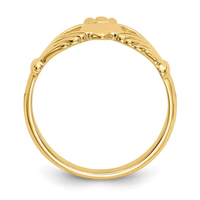 14K Yellow Gold Polished Claddagh Ring Goldia Rings
