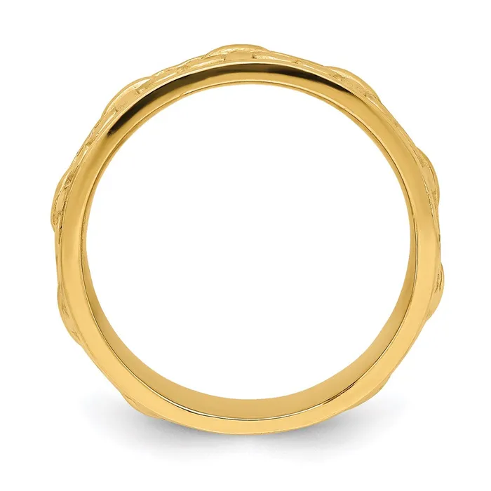 14K Yellow Gold Polished Satin FleurDeLis Band Ring Goldia Rings