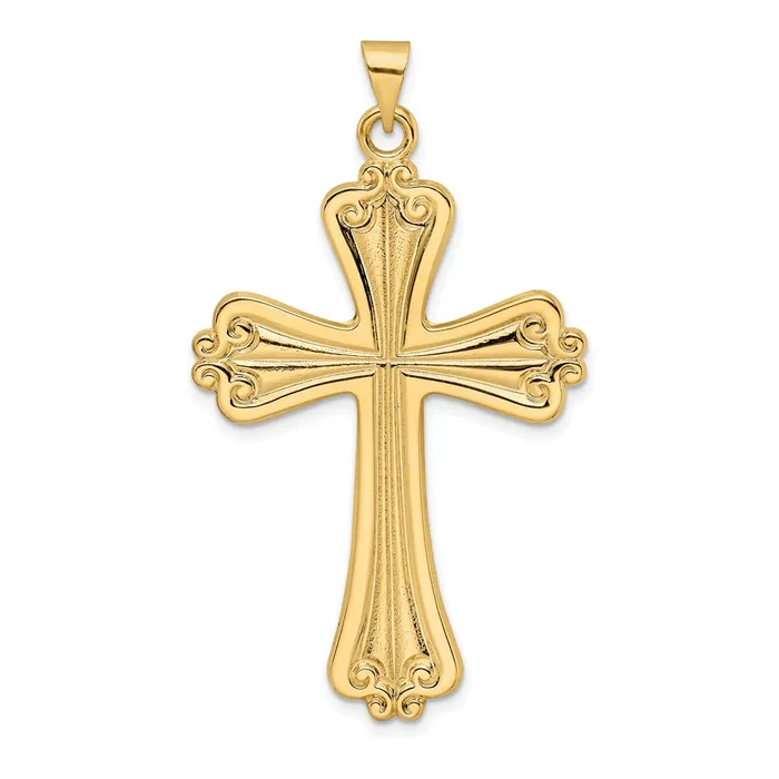 14k Yellow Gold Polished Solid Fancy Cross Pendant Goldia Necklaces