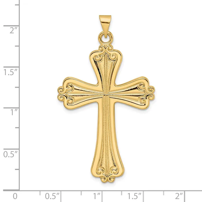 14k Yellow Gold Polished Solid Fancy Cross Pendant Goldia Necklaces