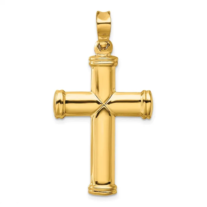 14k Yellow Gold Polished Stamping Cross Pendant Goldia Necklaces